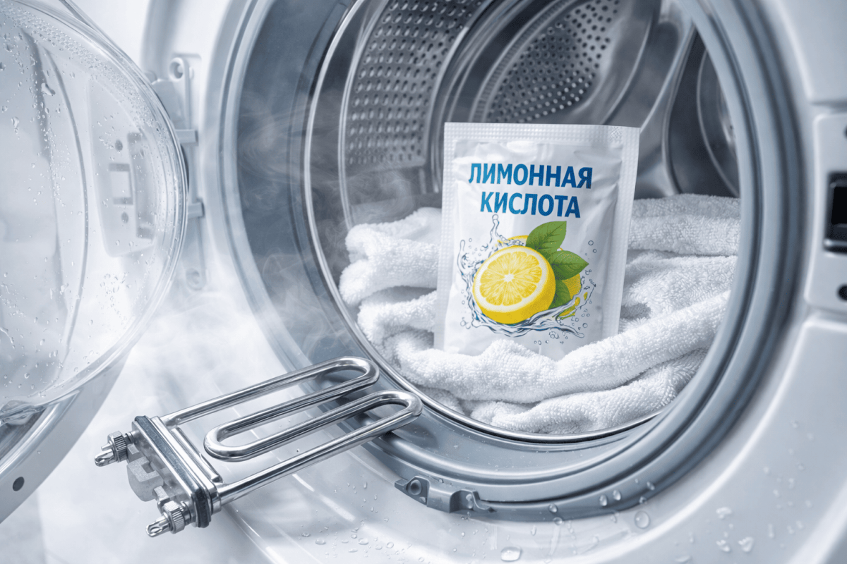 Высыпаю пачку лимонной кислоты в стиралку — и накипь уходит в трубу: ТЭН как новый, а бельё скрипит от чистоты