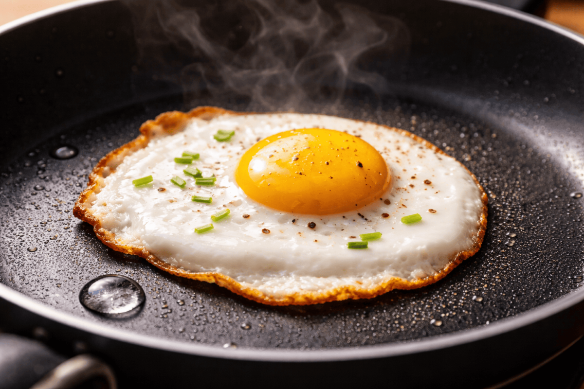 1 хитрость с разогревом сковороды — и яичница больше никогда не прилипает: даже на старой с тонким дном получается идеально